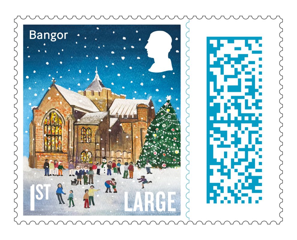 Bangor Cathedral features on Royal Mail 2024 Christmas Stamp Herald.Wales