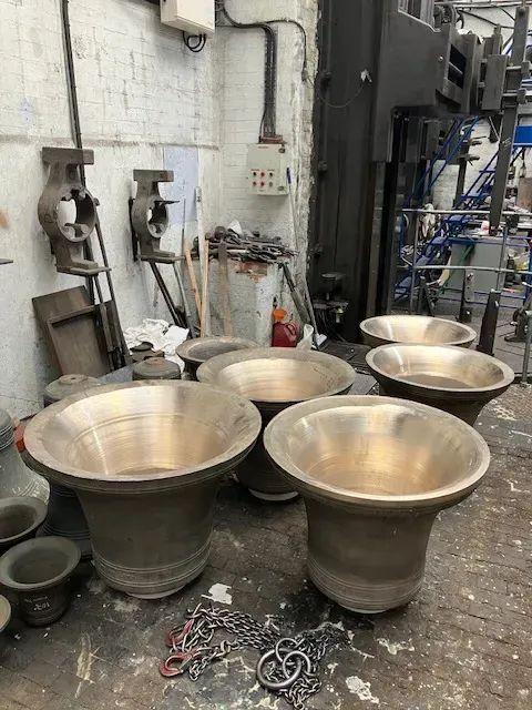 Church bells installed in the tower of St Mary's Church in Betws y Coed, Wales, ready to ring for the first time at Easter
